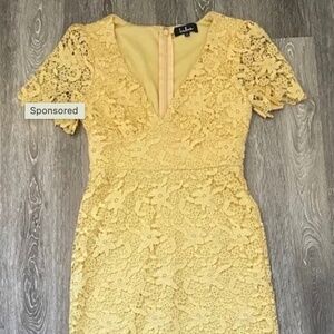 Lulu's Sunny Yellow Lace Mini Dress